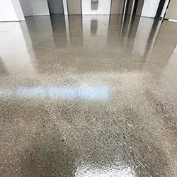 Polished concrete floor in office building