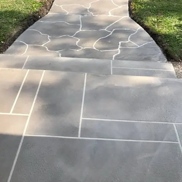 Decorative concrete coating on stairs and walkway