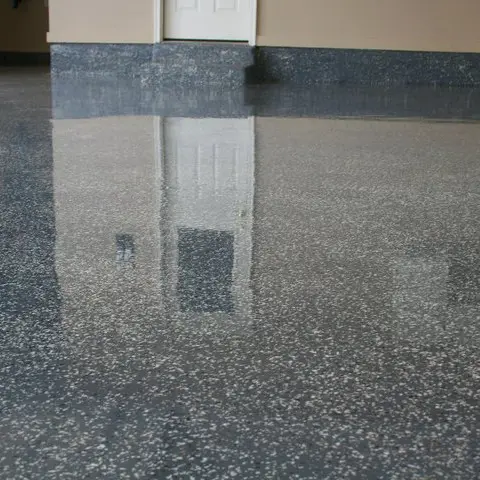 High gloss floor coating in residential garage